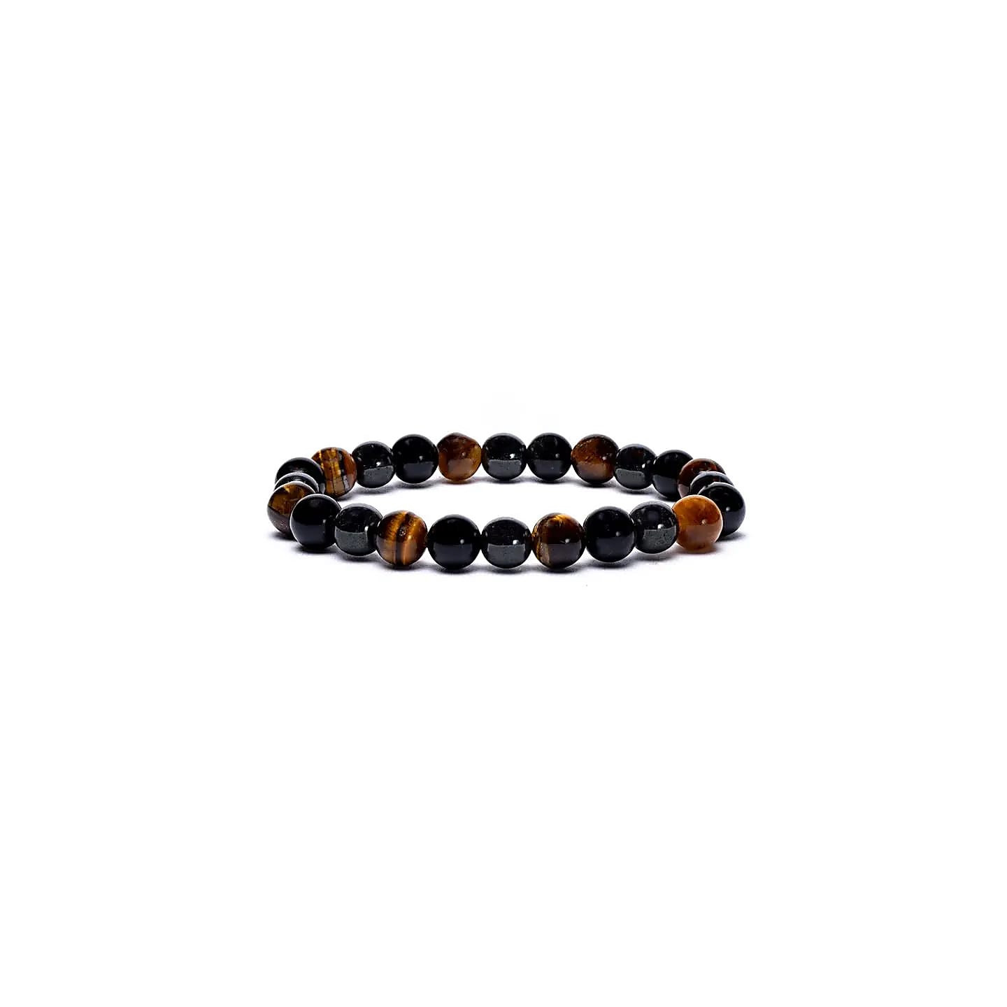 Bracelet élastique hématite / obsidienne / oeil de tigre | Pieralune