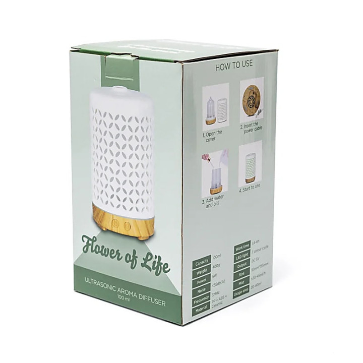 Diffuseur d'arôme Fleur de Vie céramique USB | Pieralune