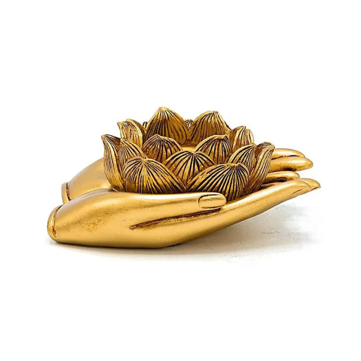 Photophore mains Lotus couleur or | Pieralune