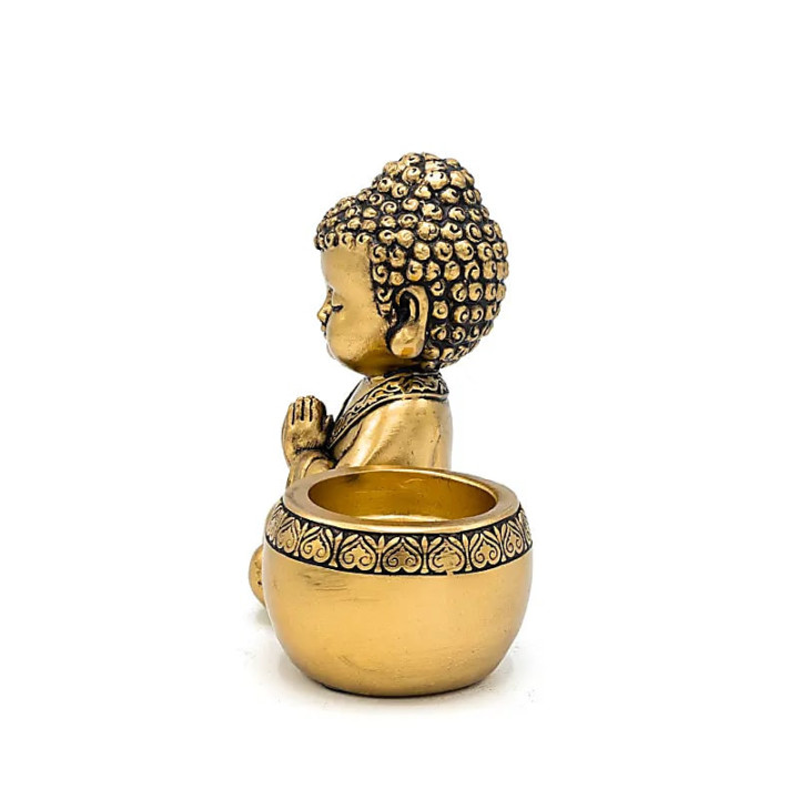 Photophore bouddha priant gauche couleur or | Pieralune