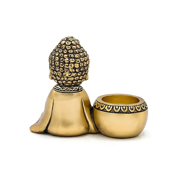 Photophore bouddha méditant droit couleur or | Pieralune