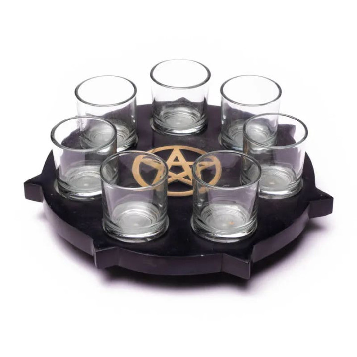 Bougeoir Divinité en pierre Ollaire Pentacle | Pieralune