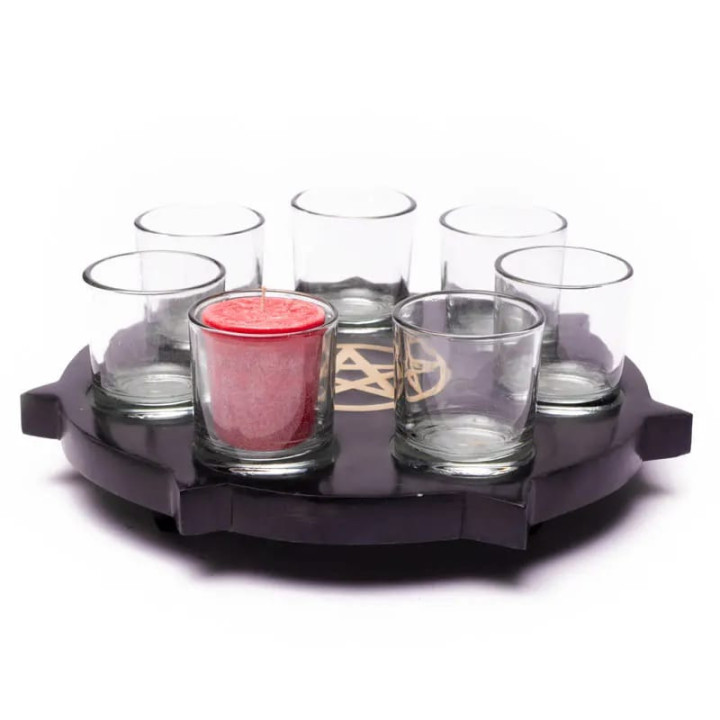 Bougeoir Divinité en pierre Ollaire Pentacle | Pieralune