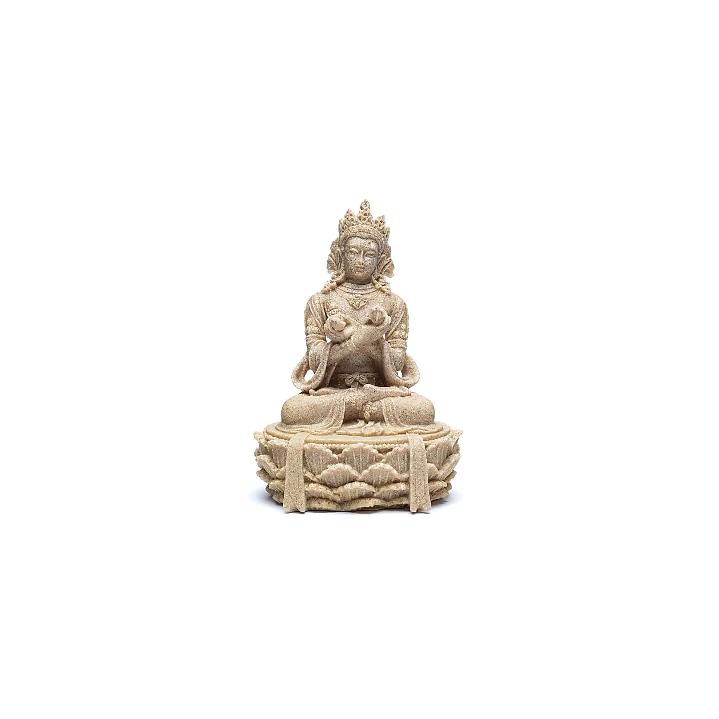 Statue bouddha avec dorje et cloche couleur sable | Pieralune