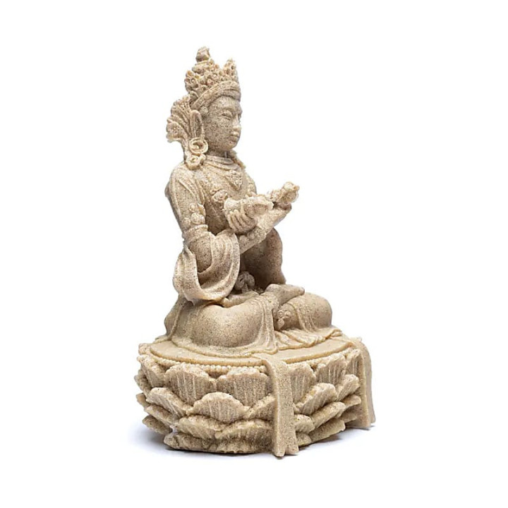 Statue bouddha avec dorje et cloche couleur sable | Pieralune