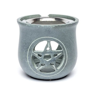 Brûle encens Pentacle en pierre à savon gris | Pieralune