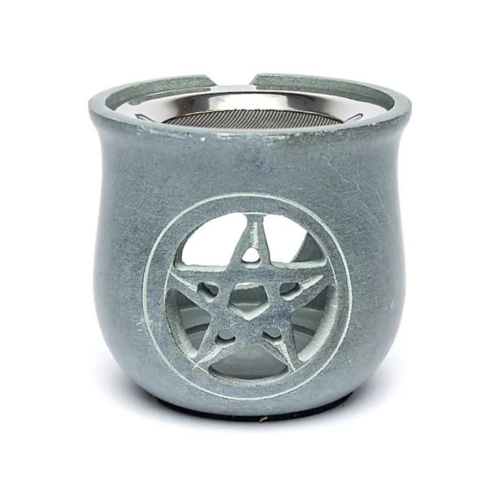 Brûle encens Pentacle en pierre à savon gris | Pieralune