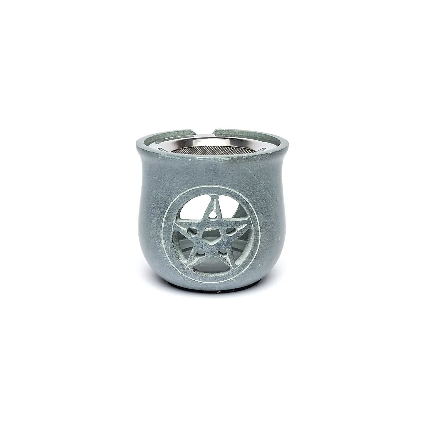 Brûle encens Pentacle en pierre à savon gris | Pieralune