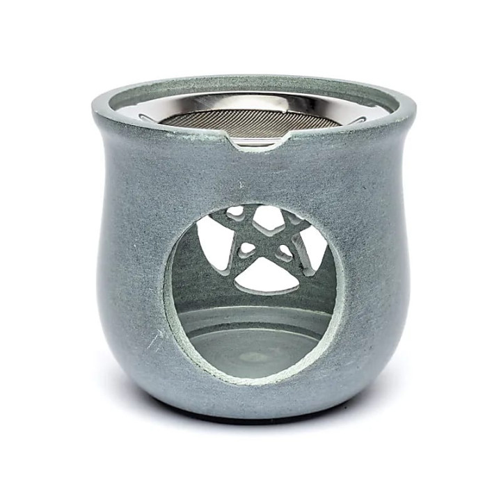Brûle encens Pentacle en pierre à savon gris | Pieralune