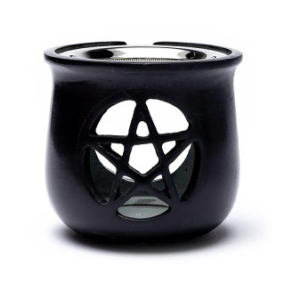 Brûle encens Pentacle en pierre à savon noir | Pieralune