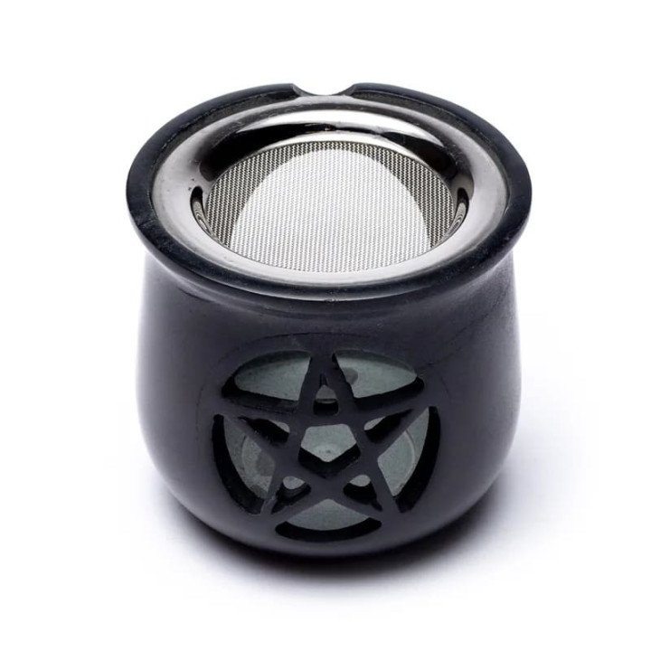 Brûle encens Pentacle en pierre à savon noir | Pieralune