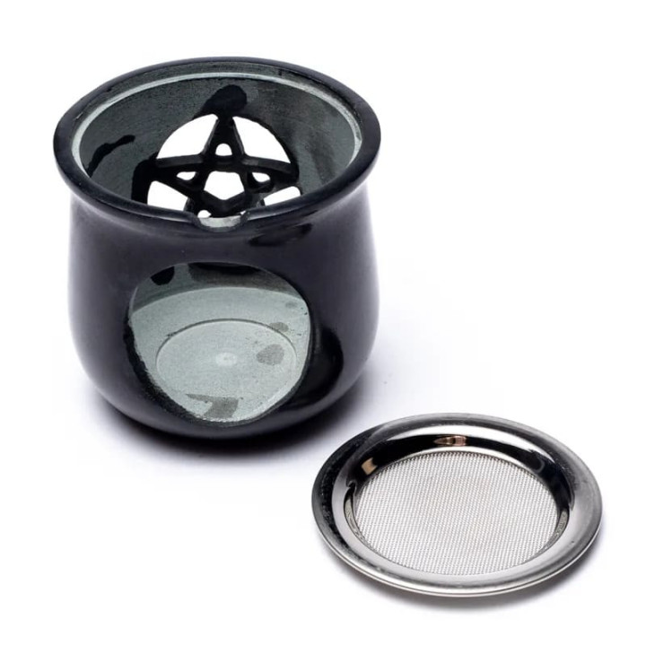 Brûle encens Pentacle en pierre à savon noir | Pieralune