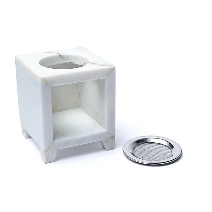 Brûle-encens fleur de vie marbre blanc | Pieralune