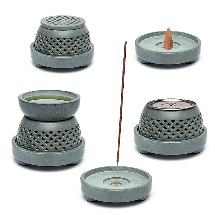 Brûleur multi-usages en pierre ollaire grise | Pieralune