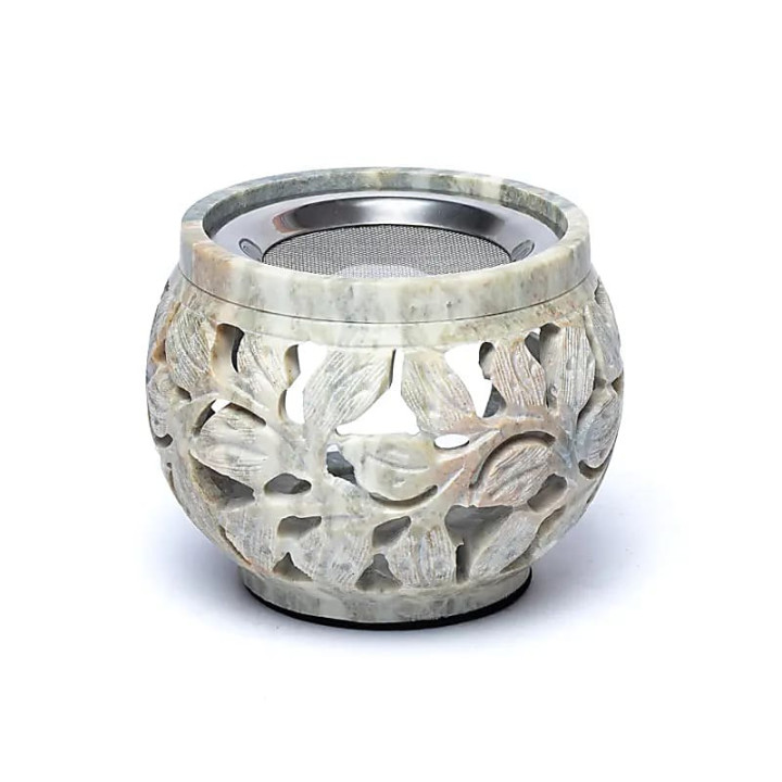 Brûleur multi-usages en stéatite marbrée motif floral | Pieralune