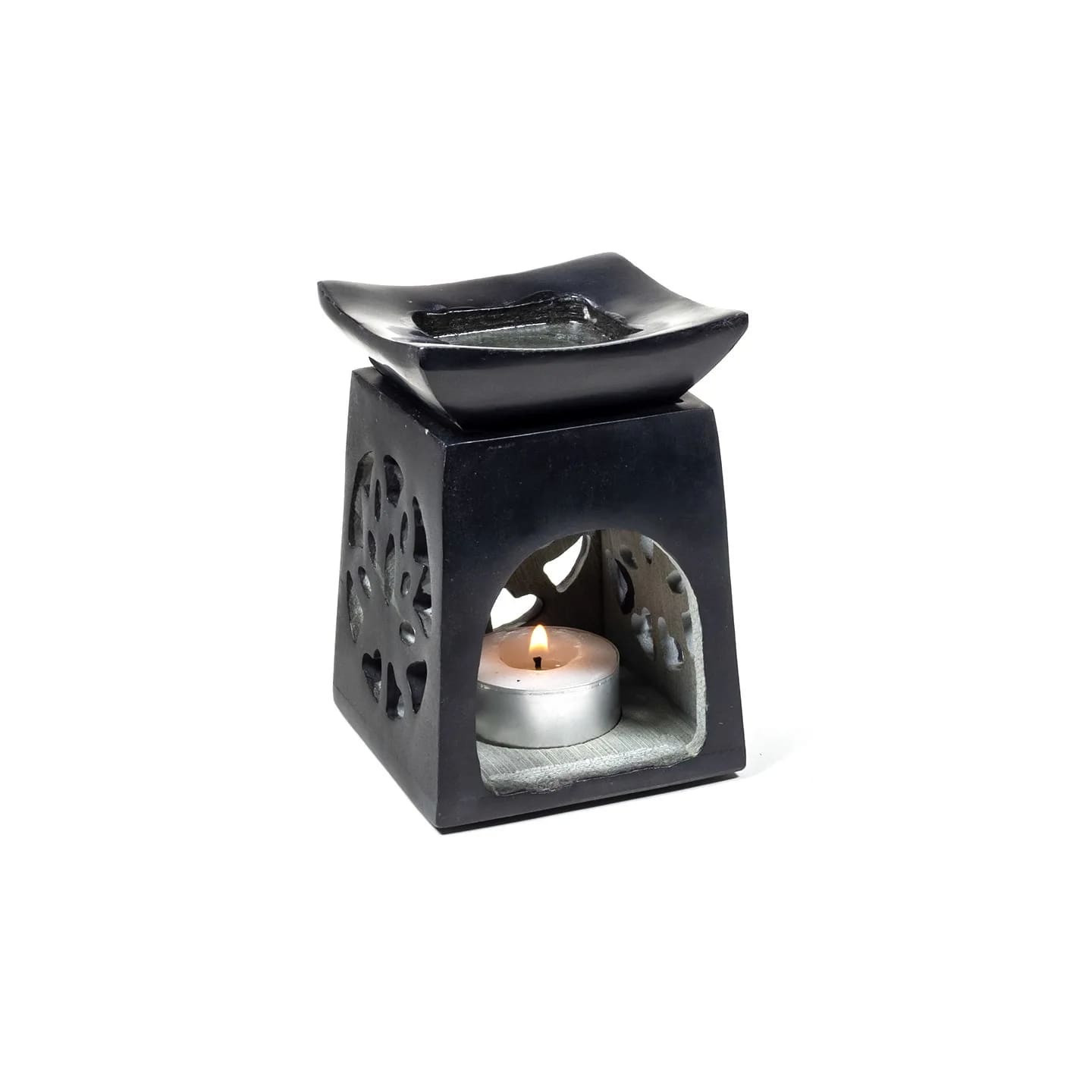 Brûle-parfum Lotus en pierre à savon noire | Pieralune