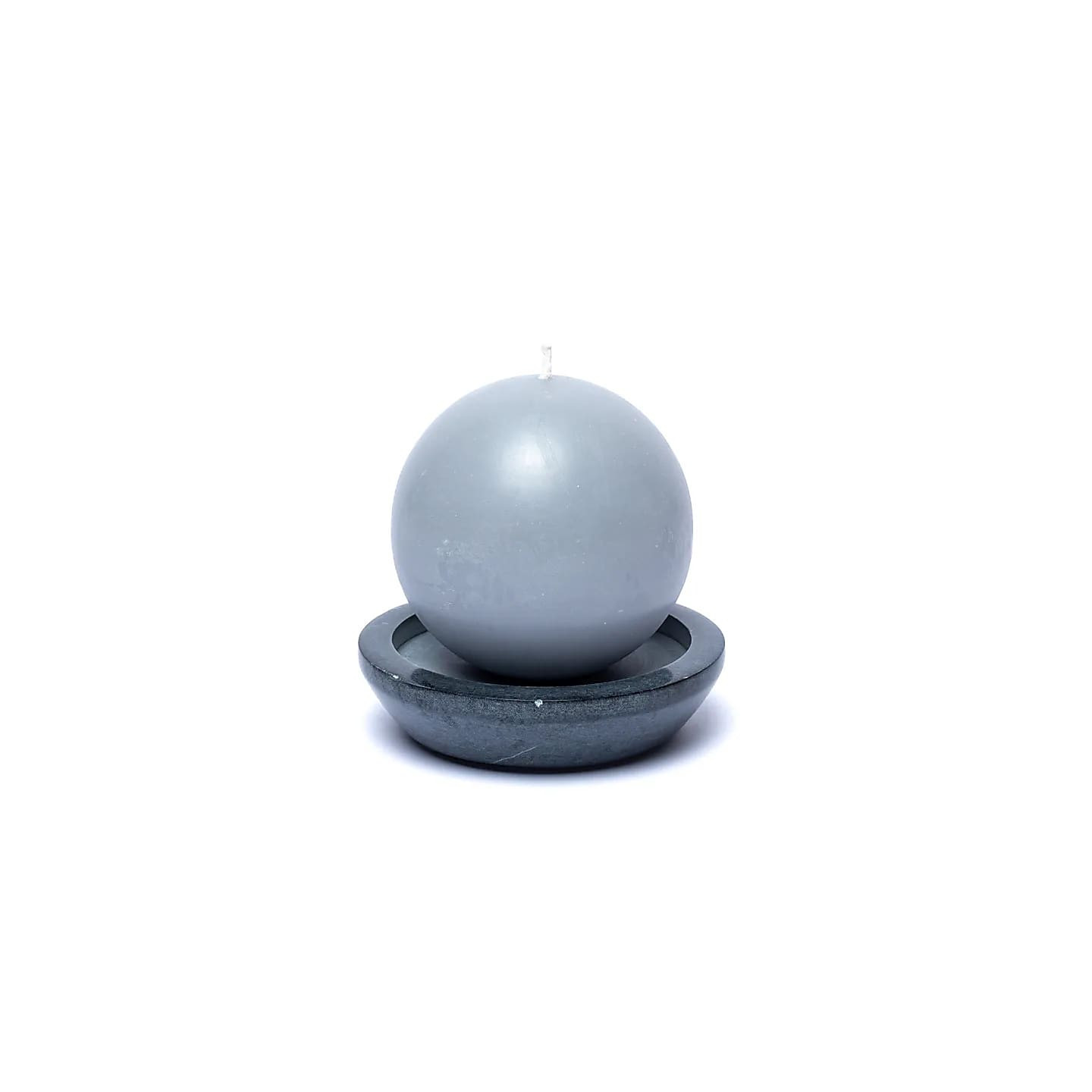 Plateau/socle à bougie - rond en stéatite grise | Pieralune
