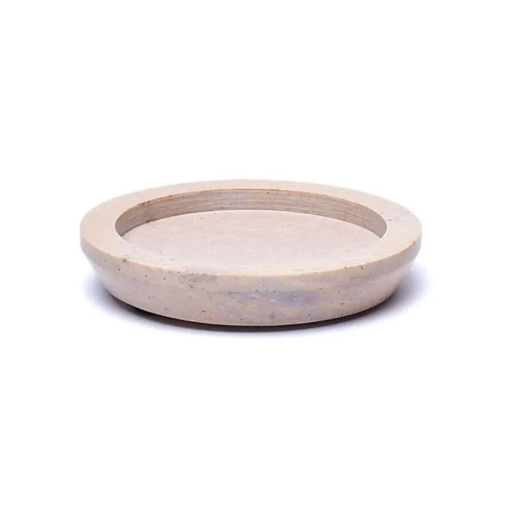 Plateau/socle à bougie - rond en stéatite beige | Pieralune