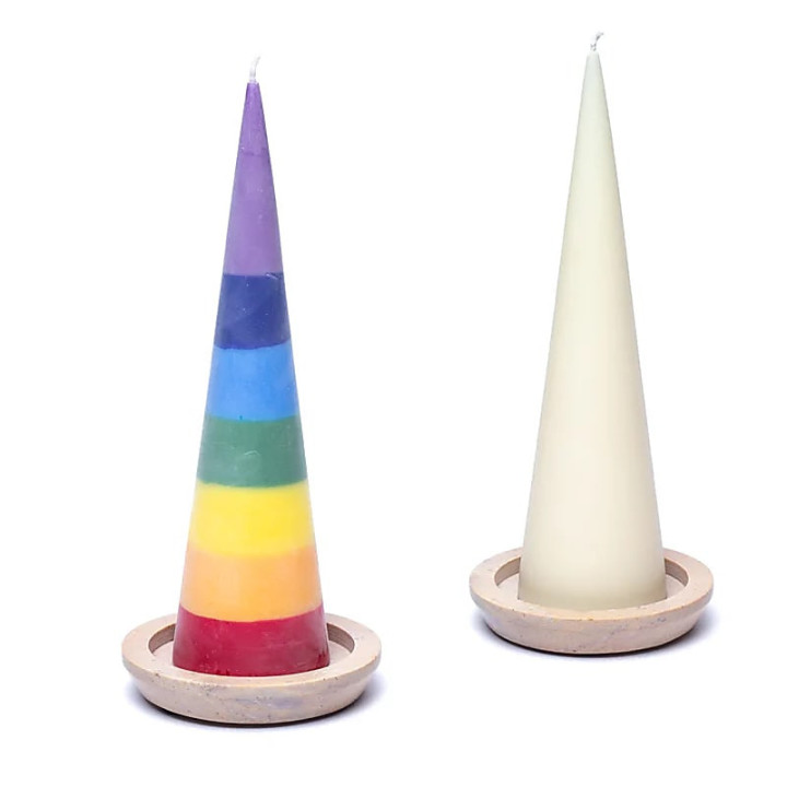 Plateau/socle à bougie - rond en stéatite beige | Pieralune