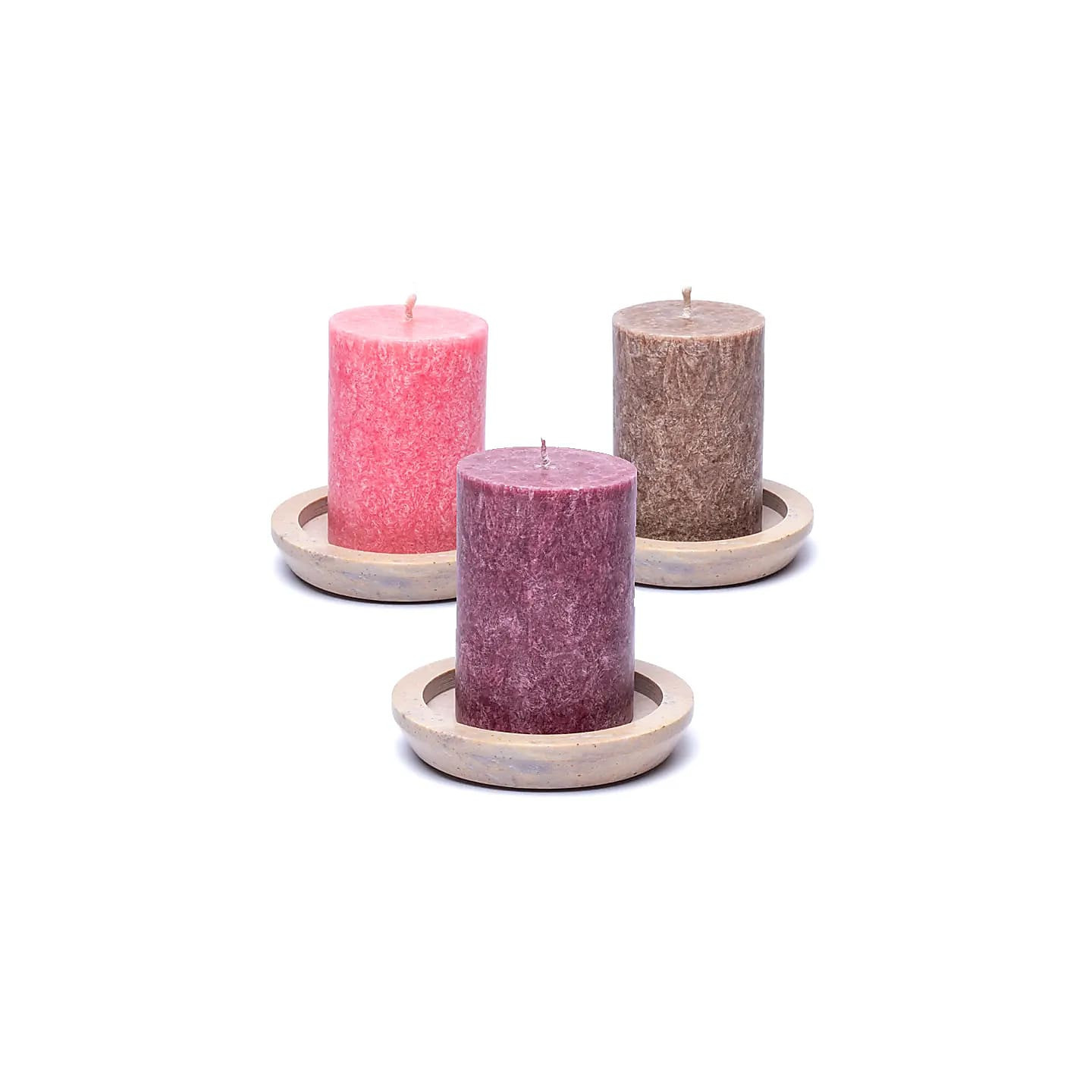 Plateau/socle à bougie - rond en stéatite beige | Pieralune