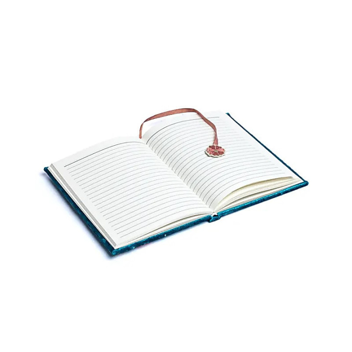 Carnet de notes velours bleu à fleurs | Pieralune