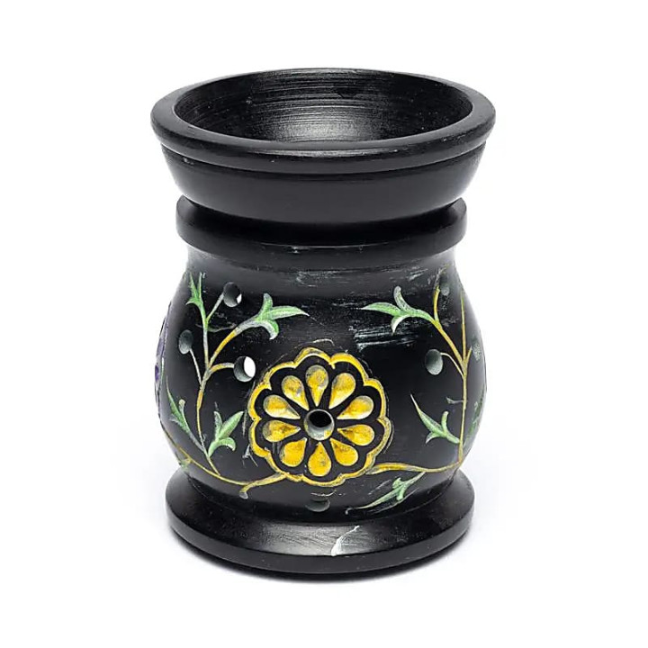 Brûle-parfum - Fleurs - en pierre à savon noire | Pieralune