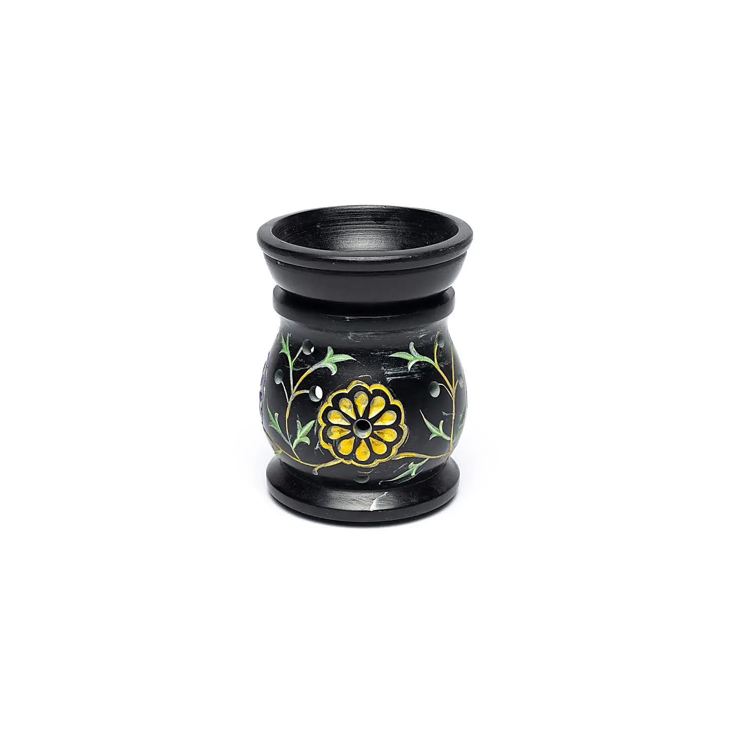 Brûle-parfum - Fleurs - en pierre à savon noire | Pieralune