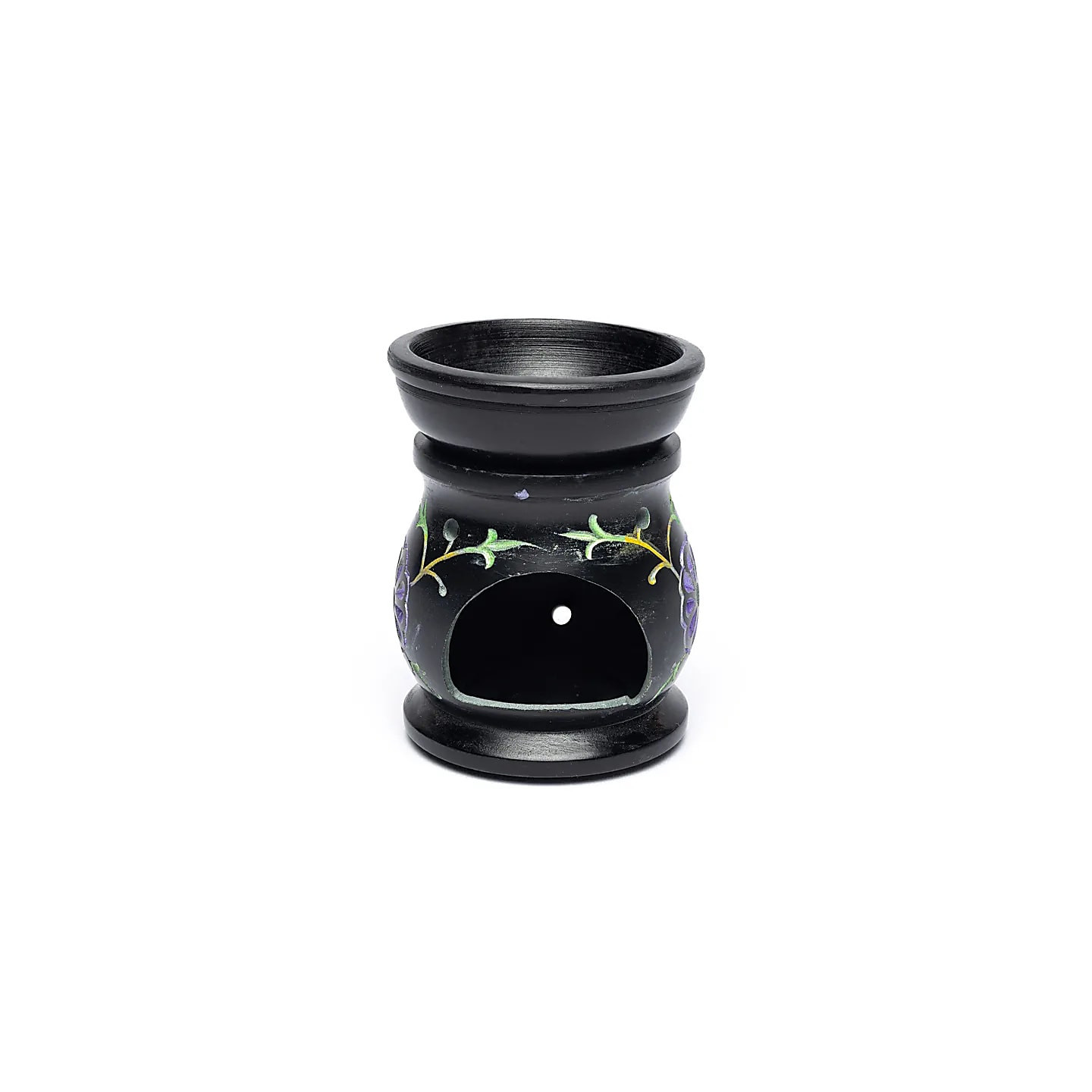 Brûle-parfum - Fleurs - en pierre à savon noire | Pieralune