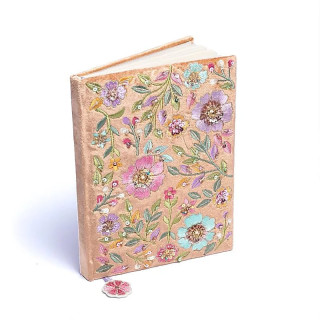Carnet velours beige à fleurs | Pieralune