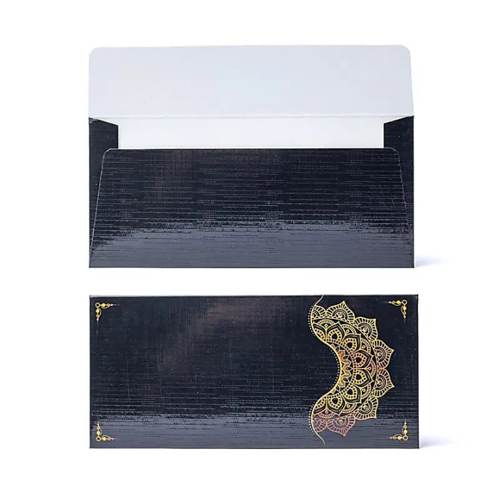 Enveloppe carte cadeau fleur mandala or noir | Pieralune