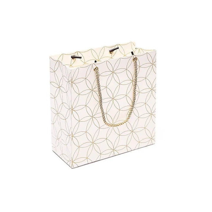 Pochette cadeau fleur de vie blanc et or | Pieralune