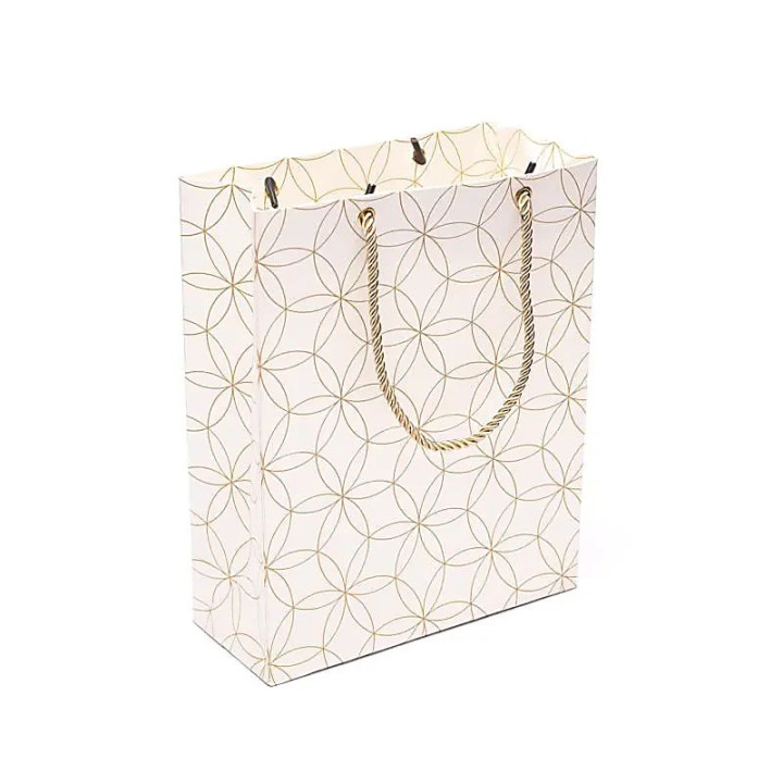 Pochette cadeau fleur de vie blanc et or | Pieralune