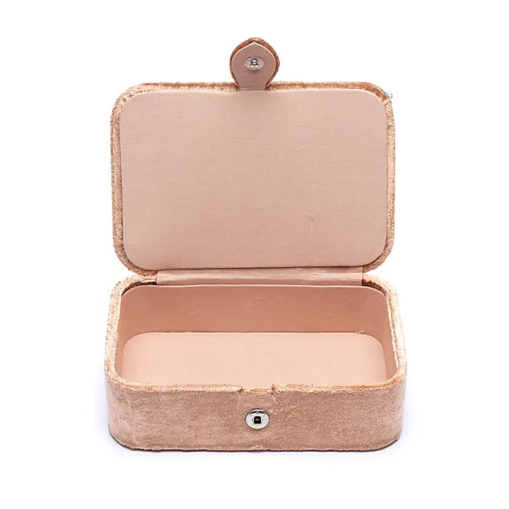 Coffret à bijoux / tarot velours beige à fleurs | Pieralune