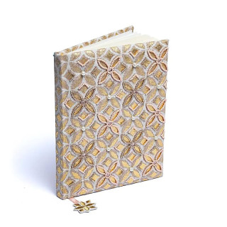Carnet velours beige/or avec Fleur de vie | Pieralune