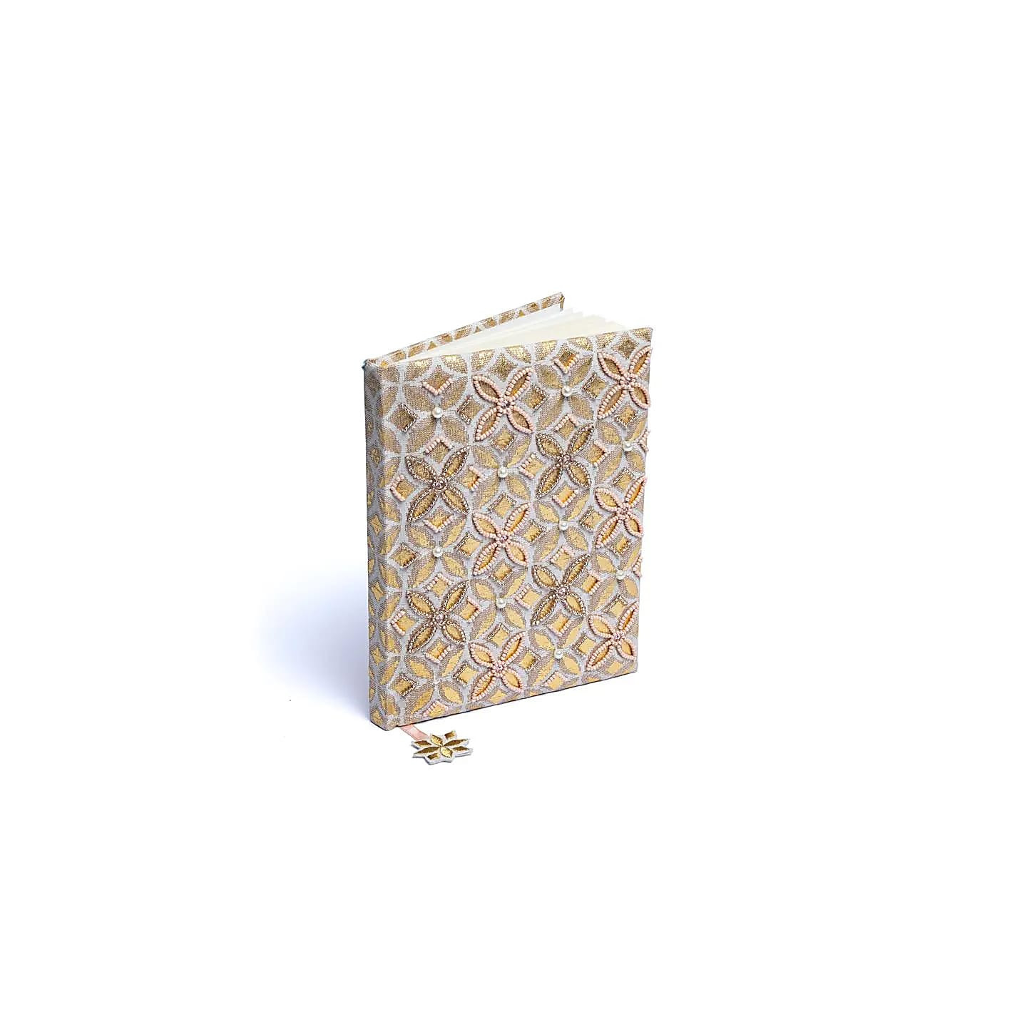 Carnet velours beige/or avec Fleur de vie | Pieralune