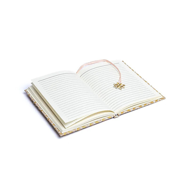 Carnet velours beige/or avec Fleur de vie | Pieralune