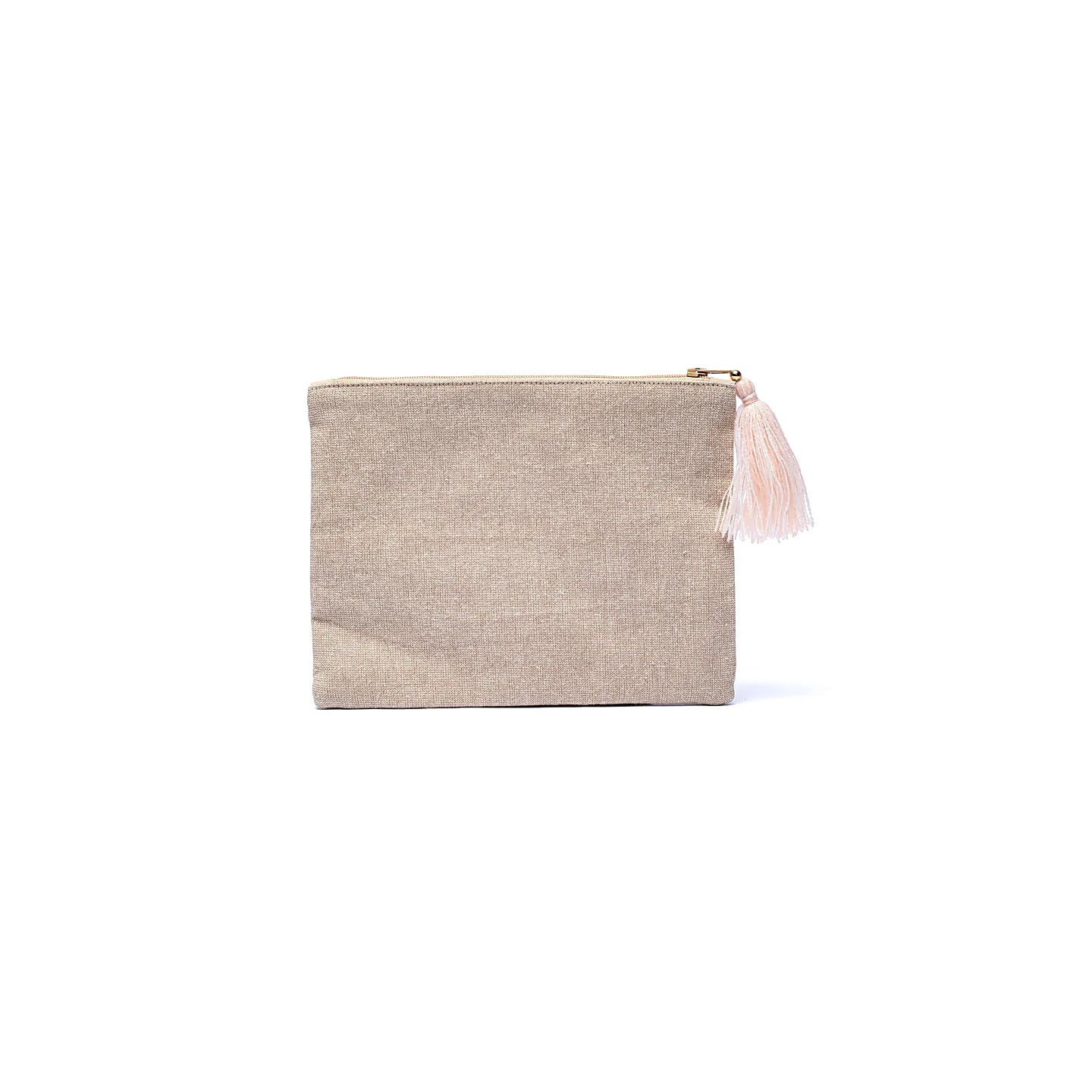 Pochette zippée en velours beige/or avec Fleur de vie | Pieralune