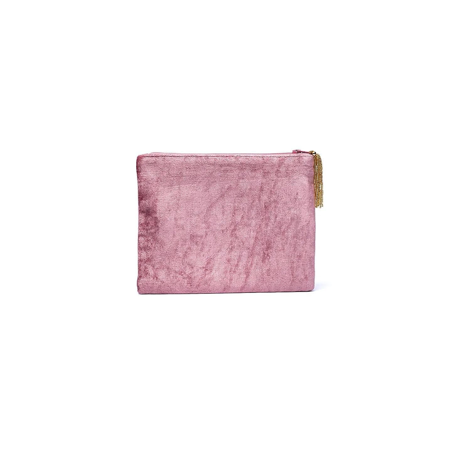 Pochette zippée en velours Rose avec Arbre de vie | Pieralune