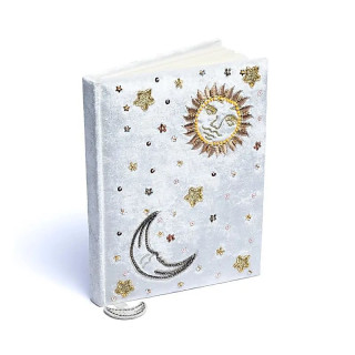 Carnet de notes velours Blanc avec Soleil et Lune | Pieralune