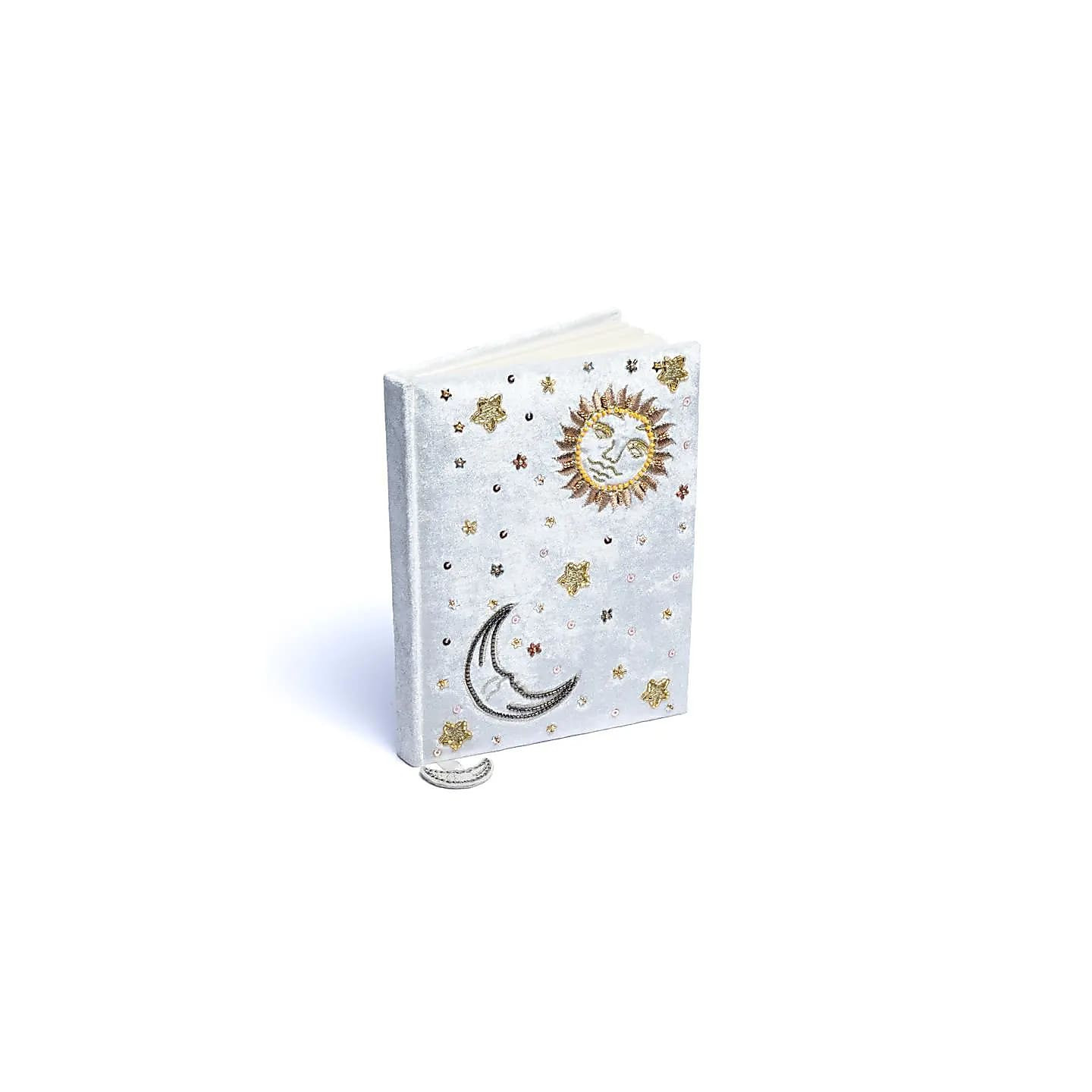 Carnet de notes velours Blanc avec Soleil et Lune | Pieralune