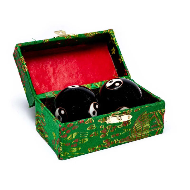 Boules de santé Qi Gong Yin et Yang noir | Pieralune