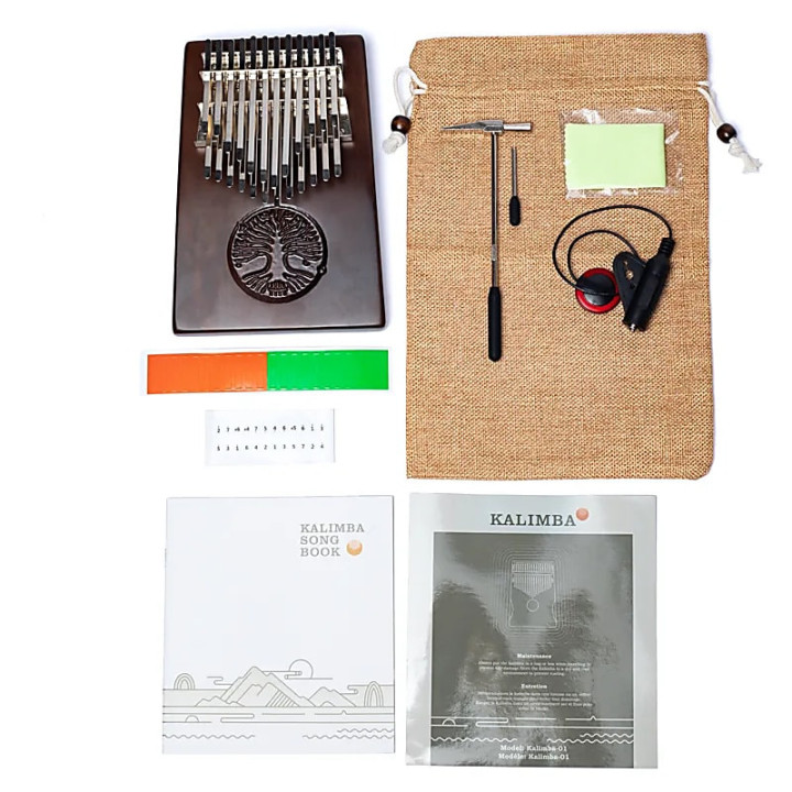 Hluru Kalimba 24 touches noyer avec Arbre de Vie | Pieralune