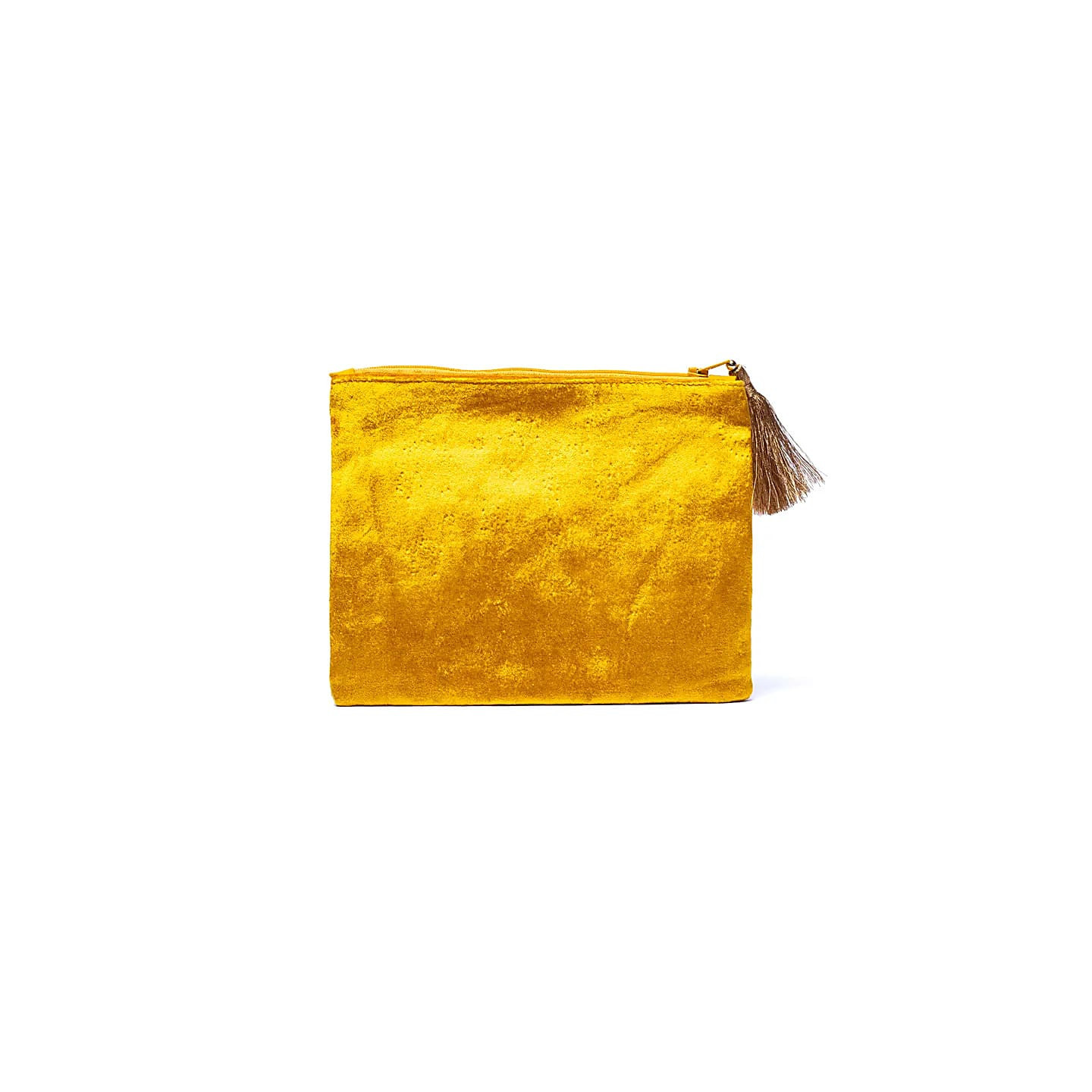 Pochette zippée en velours Jaune avec Soleil | Pieralune