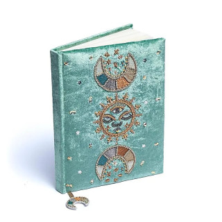 Carnet de notes velours Menthe avec phases lunaires | Pieralune