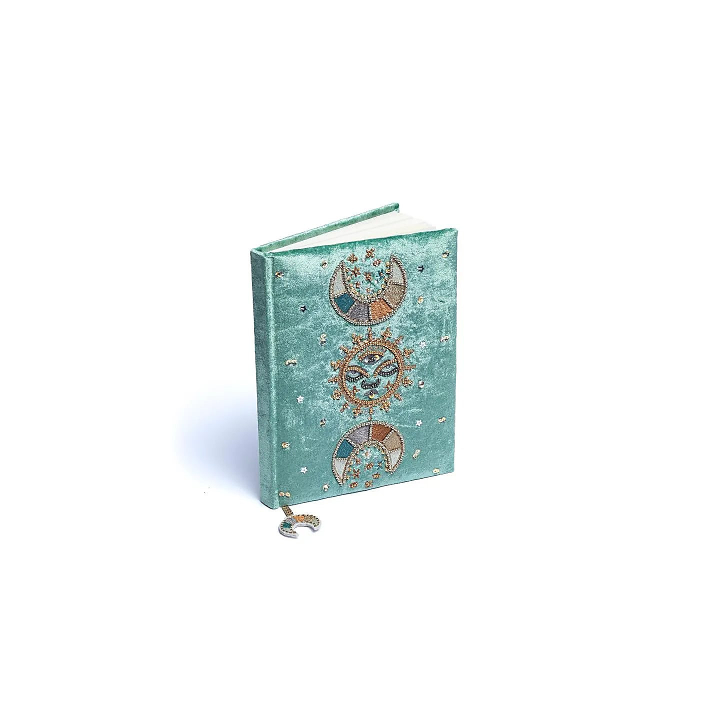 Carnet de notes velours Menthe avec phases lunaires | Pieralune