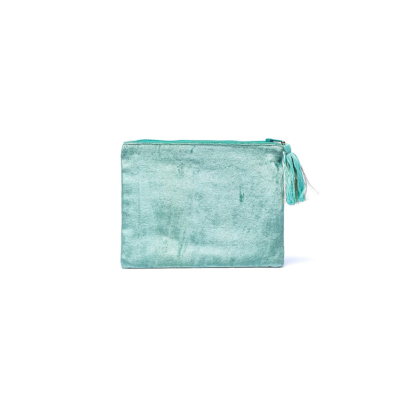 Pochette zippée en velours Menthe avec phases lunaires | Pieralune