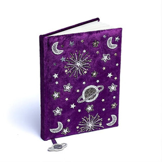 Carnet de notes velours violet avec galaxie | Pieralune