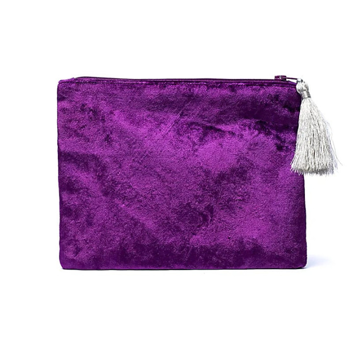 Pochette zippée en velours violet avec galaxie | Pieralune