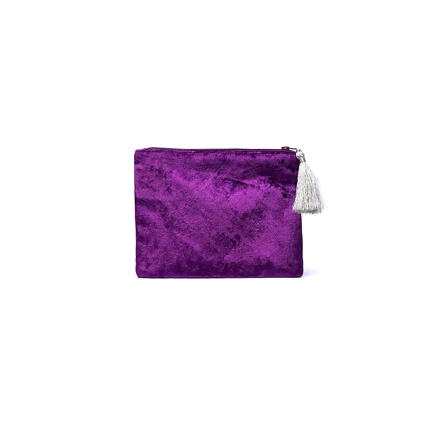 Pochette zippée en velours violet avec galaxie | Pieralune