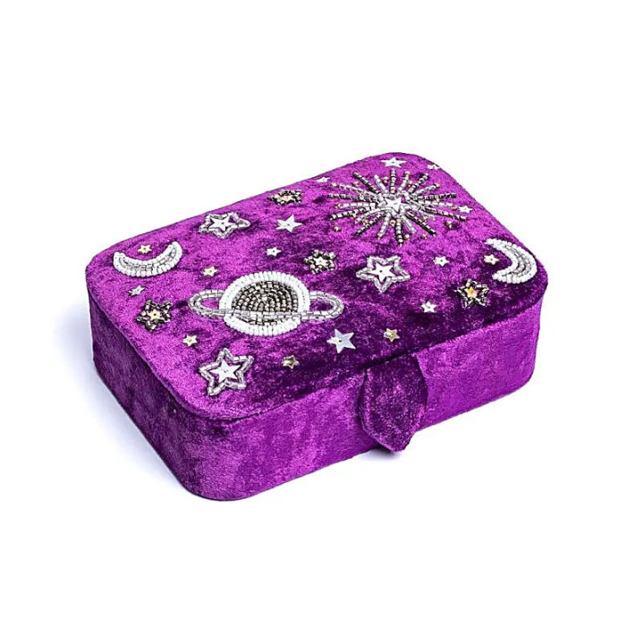 Coffret à bijoux / tarot velours violet avec galaxie | Pieralune
